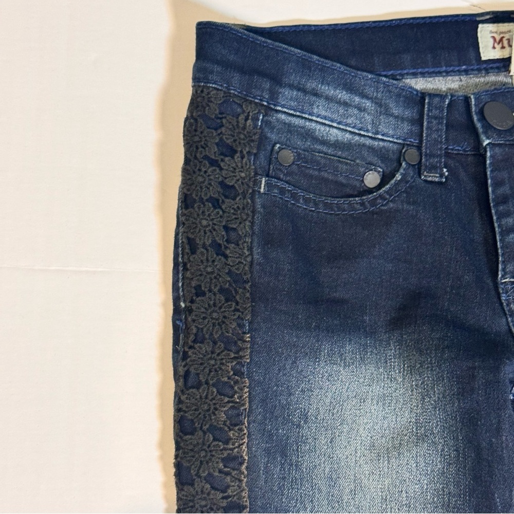 Mudd Y2K Inspired Whimsigoth Skinny Jeans Floral Lace Side Panels Juniors 3 Goth